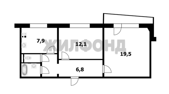 
   Продам 2-комнатную, 53.4 м², Выборная ул, 130

. Фото 2.