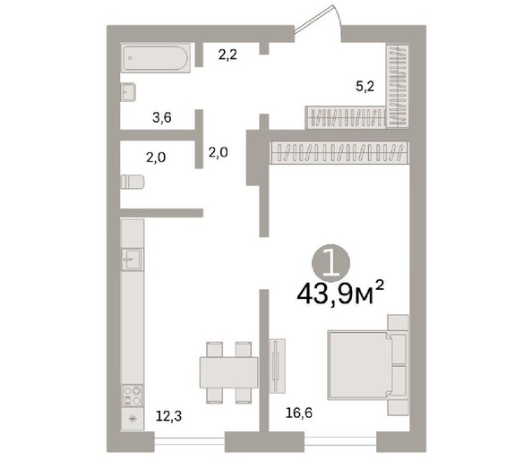
   Продам 1-комнатную, 42.5 м², В. Высоцкого ул, 41/4

. Фото 25.