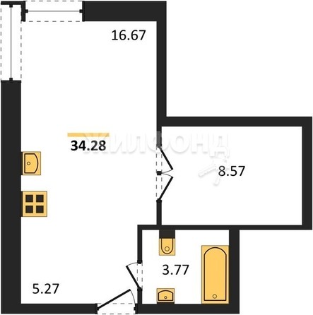 
   Продам 1-комнатный апартамент, 33.44 м², IQ Aparts

. Фото 1.