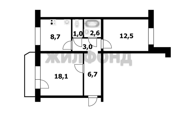 
   Продам 2-комнатную, 54 м², Депутатская ул, 58

. Фото 14.