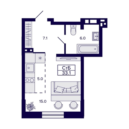 
   Продам студию, 33.1 м², Gorizont (Горизонт)

. Фото 1.