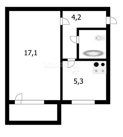 
   Продам 1-комнатную, 29.4 м², Кропоткина ул, 130/3

. Фото 1.