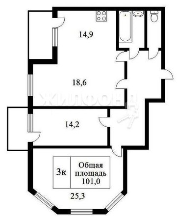 
   Продам 3-комнатную, 100.5 м², Бориса Богаткова ул, 253/4

. Фото 12.