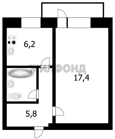 
   Продам 1-комнатную, 31.5 м², Каунасская ул, 1/1

. Фото 16.