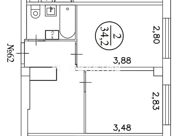 
   Продам 1-комнатную, 34.2 м², Сухановская ул, 6А

. Фото 31.