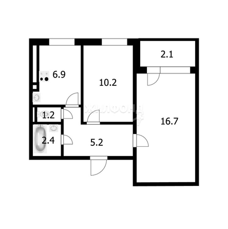 
   Продам 2-комнатную, 44.7 м², Гусинобродское ш, 25

. Фото 15.