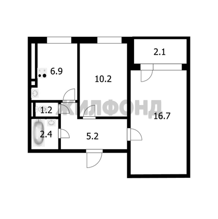 
   Продам 2-комнатную, 44.7 м², Гусинобродское ш, 25

. Фото 13.