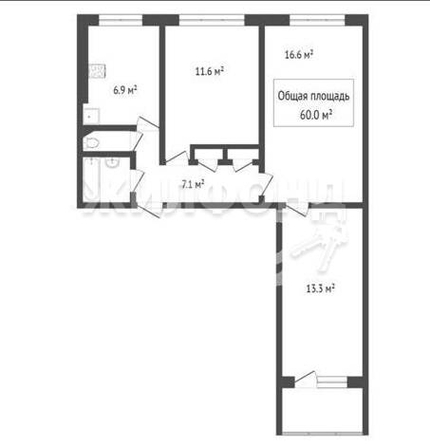 
   Продам 3-комнатную, 60.2 м², Железнодорожная ул, 2

. Фото 24.