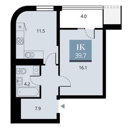 
   Продам 1-комнатную, 41.7 м², Беринг, дом 2

. Фото 2.