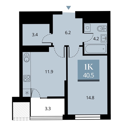 
   Продам 1-комнатную, 42.15 м², Беринг, дом 2

. Фото 1.