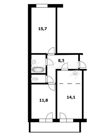 
   Продам 3-комнатную, 60.3 м², Петухова ул, 162

. Фото 13.