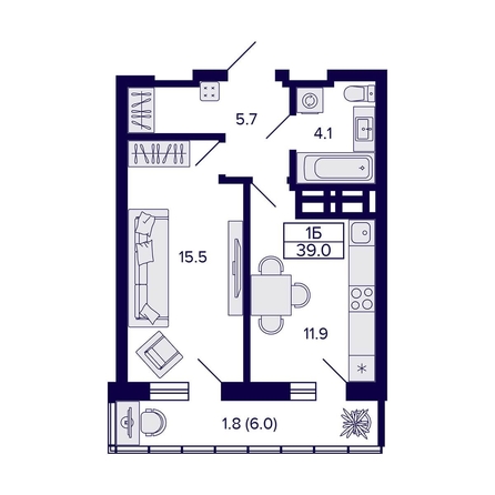 
   Продам 1-комнатную, 39 м², Grando (Грандо)

. Фото 1.