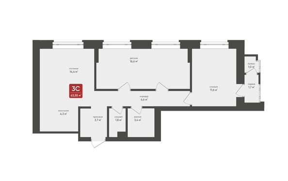 
   Продам 3-комнатную, 63.55 м², Промышленная 7

. Фото 2.