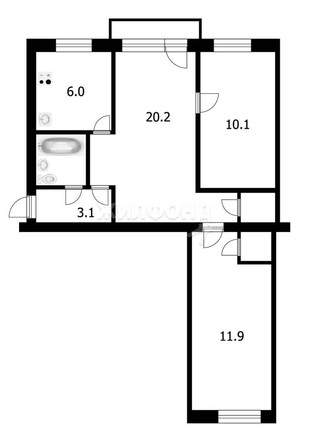 
   Продам 3-комнатную, 55.9 м², Блюхера ул, 57

. Фото 1.