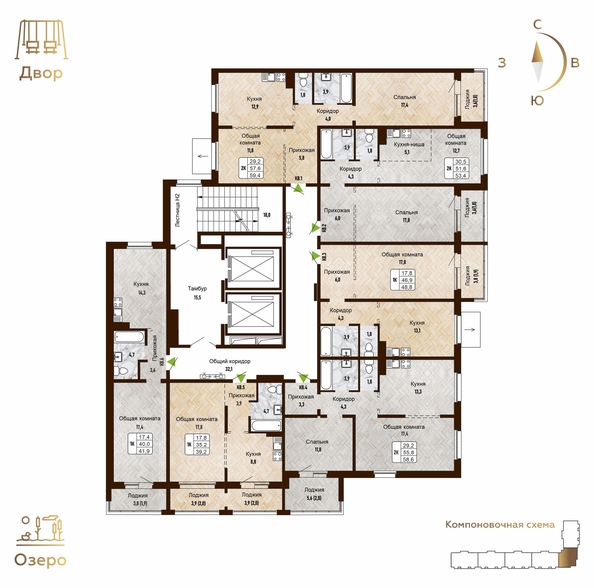 
   Продам 2-комнатную, 59.4 м², Новый горизонт, дом 4

. Фото 1.