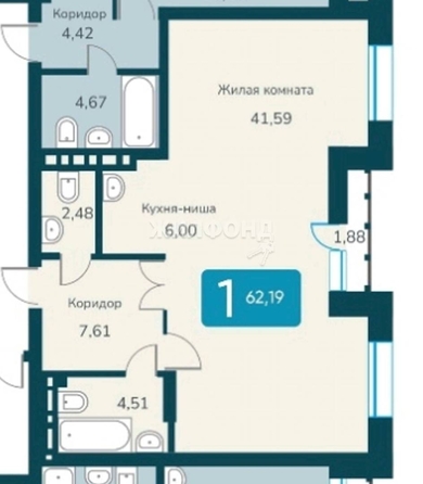 
   Продам 1-комнатную, 62.1 м², Владимира Заровного ул, 6

. Фото 21.