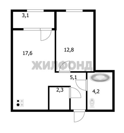 
   Продам 2-комнатную, 42.1 м², 1-я Чулымская ул, 19/1

. Фото 1.