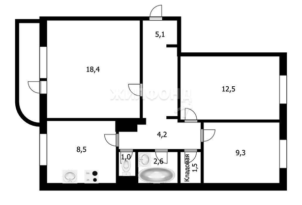 
   Продам 3-комнатную, 64.6 м², Лазурная ул, 22

. Фото 5.