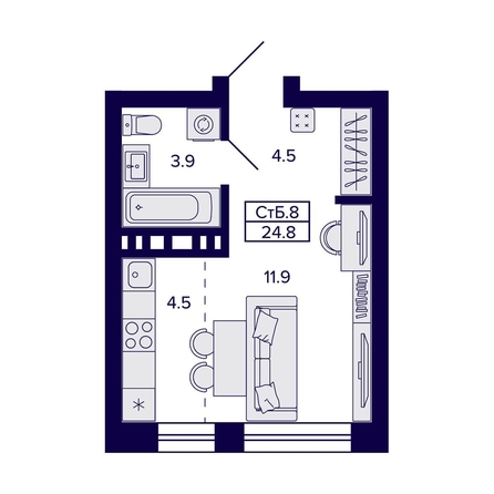 
   Продам студию, 24.8 м², Сподвижники

. Фото 2.