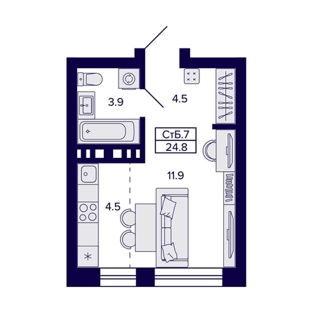 
   Продам студию, 24.8 м², Сподвижники

. Фото 4.