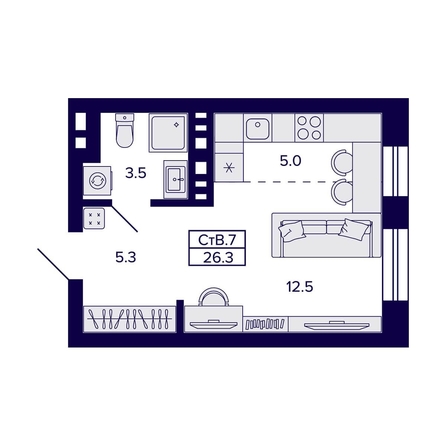 
   Продам студию, 26.3 м², Сподвижники

. Фото 4.