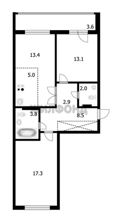 
   Продам 3-комнатную, 66.1 м², 3-й микрорайон, 25/1

. Фото 20.