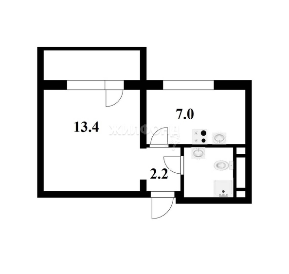 
   Продам 1-комнатную, 29.1 м², Одоевского ул, 1/7

. Фото 11.