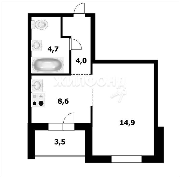 
   Продам 1-комнатную, 32.2 м², Рельефная ул, 106/3

. Фото 1.