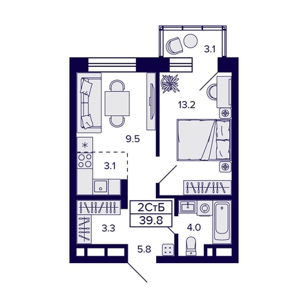 
   Продам 2-комнатную, 39.8 м², Citatum (Цитатум)

. Фото 1.