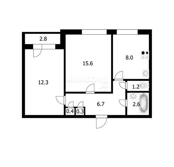 
   Продам 2-комнатную, 47.1 м², Невельского ул, 29

. Фото 9.