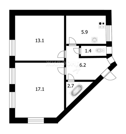 
   Продам 2-комнатную, 46.4 м², Фабричная ул, 6

. Фото 25.