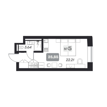 
   Продам апартамент, 25.85 м², АЭРОН, секция А

. Фото 6.