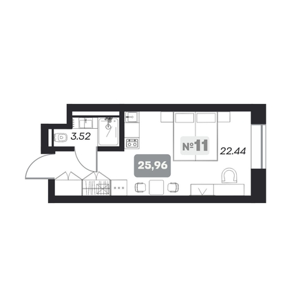 
   Продам апартамент, 25.96 м², АЭРОН, секция А

. Фото 6.