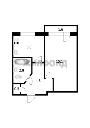 
   Продам 1-комнатную, 28.5 м², Связистов ул, 7

. Фото 8.