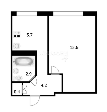 
   Продам 1-комнатную, 29.1 м², Комсомольская ул, 7

. Фото 9.