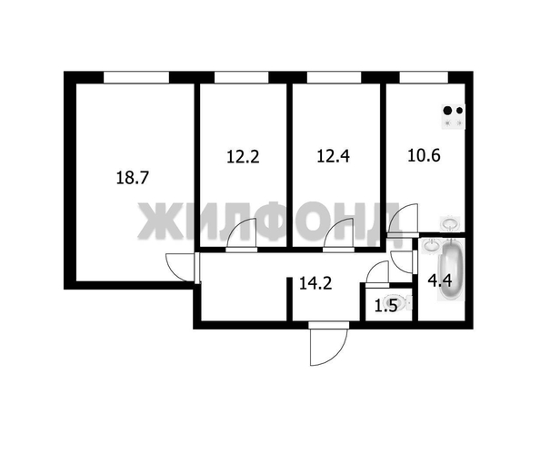 
   Продам 3-комнатную, 74.3 м², Заречная ул, 6

. Фото 19.