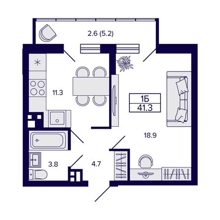 
   Продам 1-комнатную, 41.4 м², Gorizont (Горизонт)

. Фото 1.