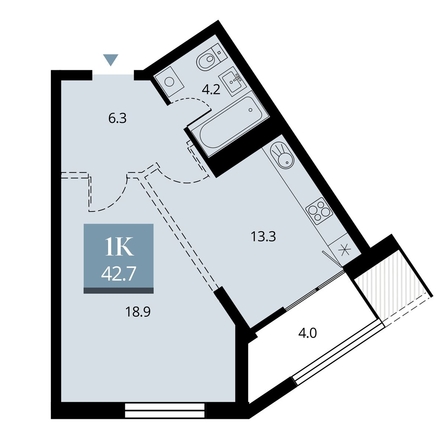 
   Продам 1-комнатную, 44.7 м², Беринг, дом 2

. Фото 1.