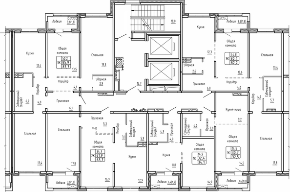 
   Продам 2-комнатную, 63.7 м², Самоцветы, Бирюза дом 2

. Фото 2.