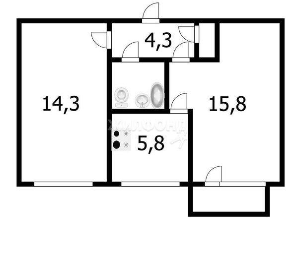 
   Продам 2-комнатную, 43.4 м², Зорге ул, 87

. Фото 1.