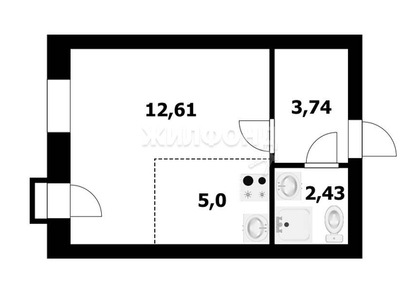 
   Продам студию, 23.8 м², Барханная ул, 24

. Фото 1.