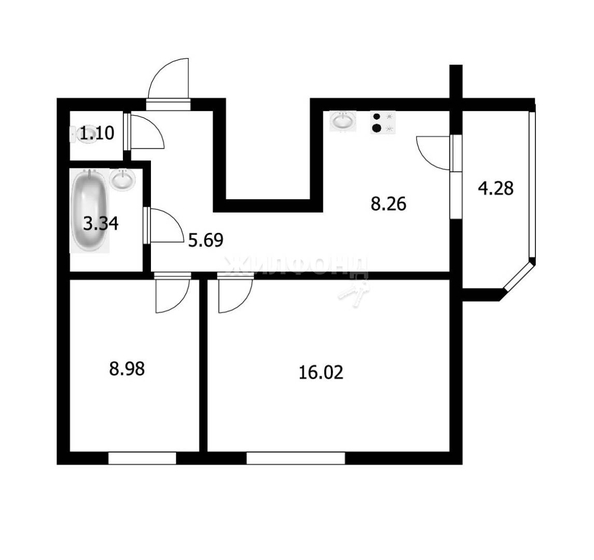 
   Продам 2-комнатную, 43.5 м², Дачная ул, 23/5

. Фото 29.