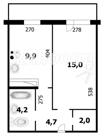 
   Продам 1-комнатную, 35.8 м², Мясниковой ул, 6/1

. Фото 11.