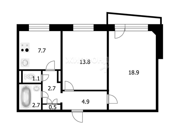 
   Продам 2-комнатную, 52.3 м², Курчатова ул, 11

. Фото 11.