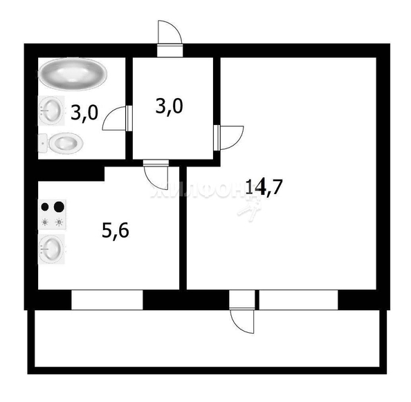 
   Продам 1-комнатную, 25.4 м², Дмитрия Шмонина ул, 4

. Фото 22.