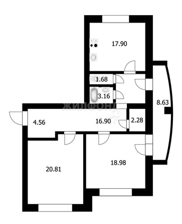 
   Продам 3-комнатную, 85.8 м², 2-й (4 мкр.) кв-л, 227

. Фото 19.