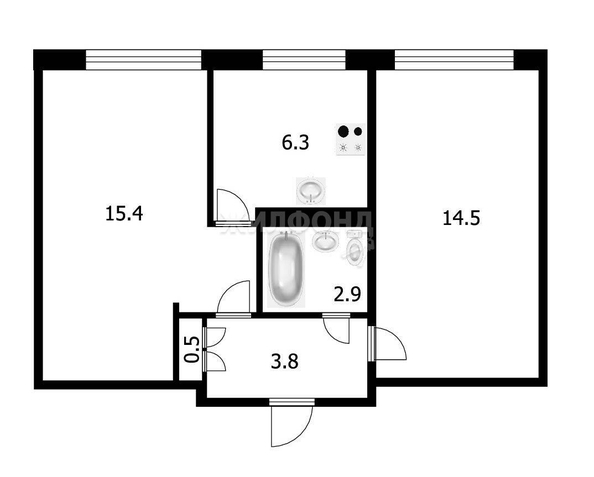 
   Продам 2-комнатную, 43.4 м², Столетова ул, 19

. Фото 5.