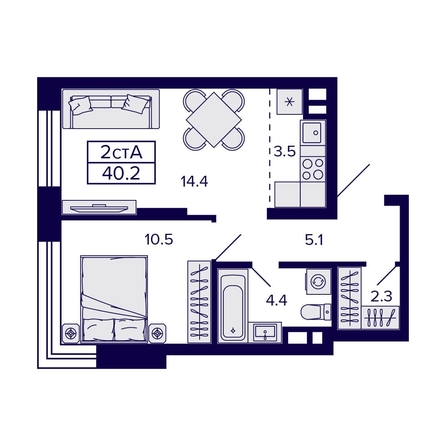 
   Продам 2-комнатную, 40.2 м², Citatum (Цитатум)

. Фото 1.