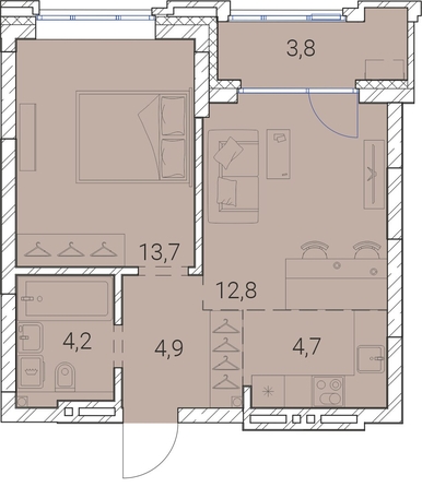 
   Продам 1-комнатную, 44.1 м², Тайм Сквер

. Фото 38.