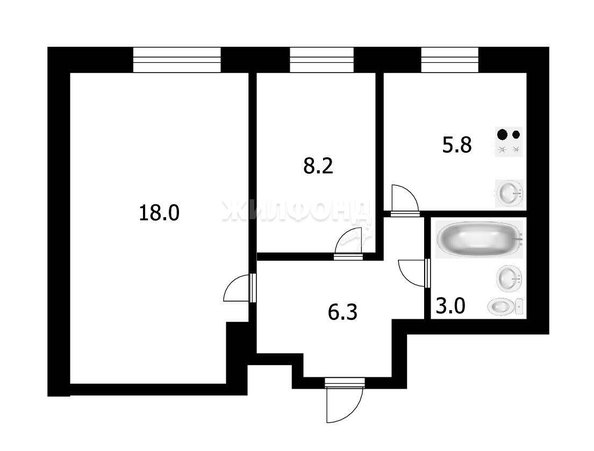 
   Продам 2-комнатную, 41.3 м², Челюскинцев ул, 44

. Фото 1.